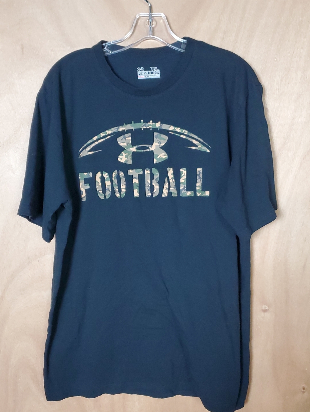 Under Armour Black Tee with Camo Football Logo